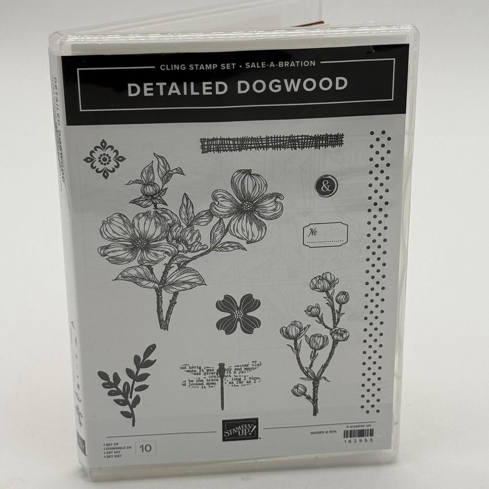 Stampin‎ Up Detailed Dogwood Cling Stamp Set Dragon Fly Flower Border 162953